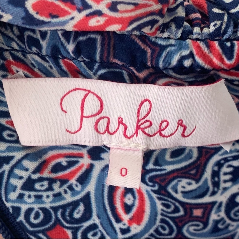 PARKER 100% Silk Lorenzo Paisley Cold Shoulder Halter Dress Size 0 - Picture 3 of 15